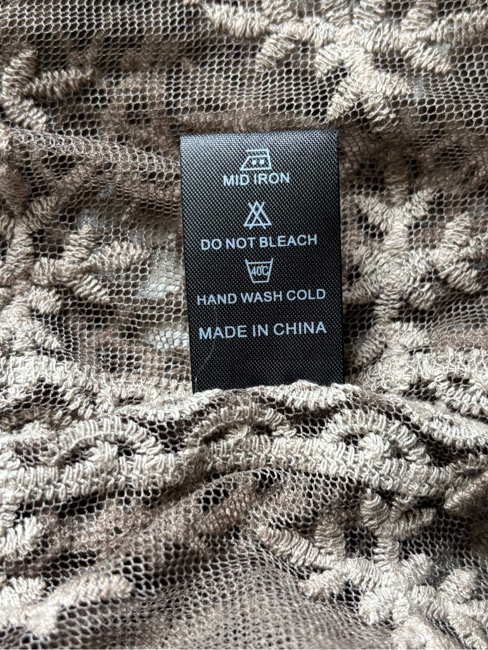 Boho Brown Crochet Lace Fringe Pullover Top Linen Blend Sheer Blouse Approx L/XL - Picture 9 of 13